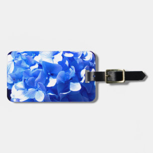 Étiquette À Bagage Cobalt bleu floral élégant bleu hydrangées