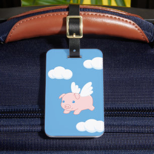 Étiquette À Bagage Cochon volant - Cochon mignon avec ailes