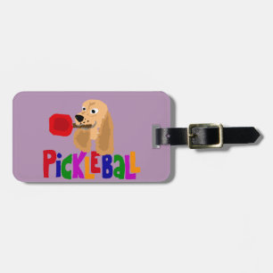 Étiquette À Bagage Cocker drôle avec la palette de Pickleball