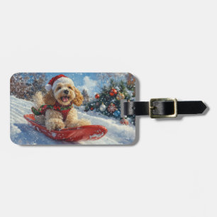 Étiquette À Bagage Cocker Spaniel Chien dans Sledge Let it neige Noël