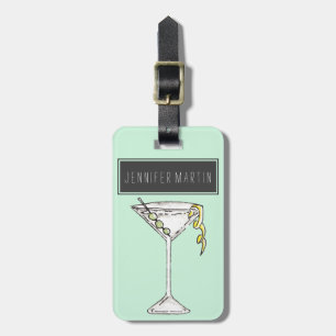 Étiquette À Bagage Cocktail olive de Martini d'aquarelle peinte à la