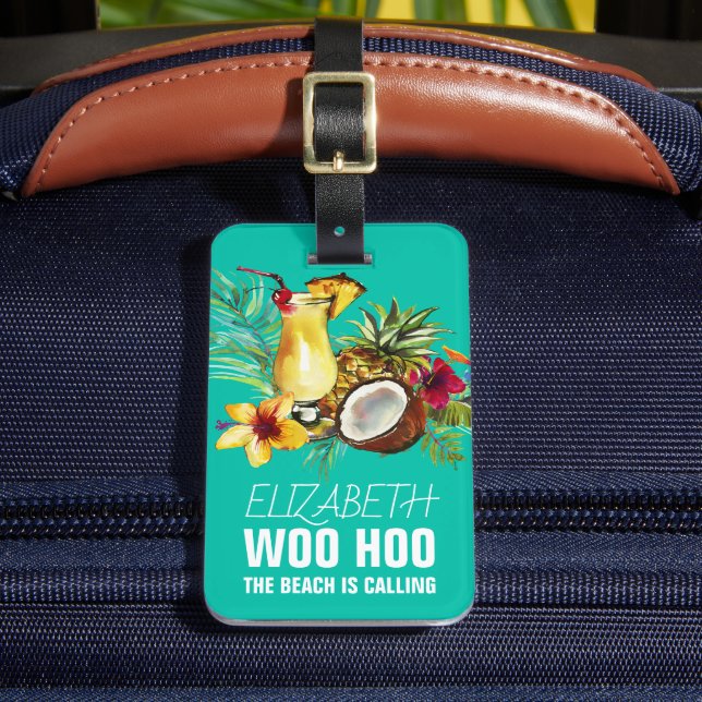 Étiquette À Bagage Cocktail Tropical Personnalisé Drôle (Insitu Rectoal 2)