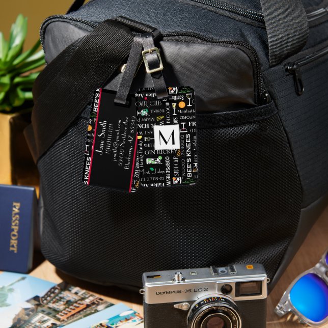 Étiquette À Bagage Cocktails rétro (Recto & Verso)