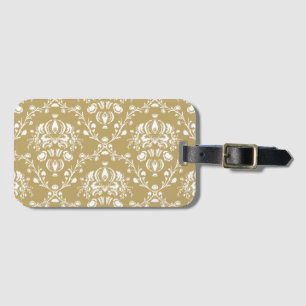 Étiquette À Bagage Cocoa and Cream Damask