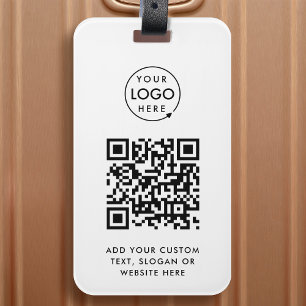 Étiquette À Bagage Code QR   Business Logo Professionnel Simple Blanc
