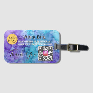 Étiquette À Bagage Code QR de réduction Instagram aquarelle Merci