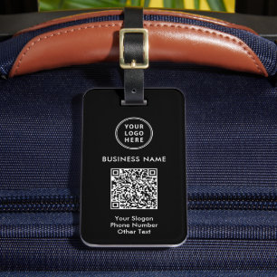Étiquette À Bagage Code QR du logo de l'entreprise noir