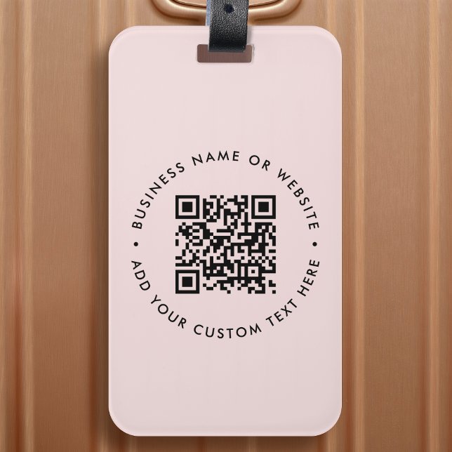 Étiquette À Bagage Code QR | Entreprise moderne Blush Rose Feminine (Créateur téléchargé)