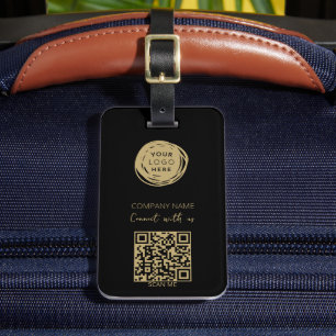 Étiquette À Bagage Code QR Logo d'entreprise Noir moderne