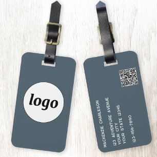 Étiquette À Bagage Code QR Logo Gris Charbon Affaires Promotionnelles