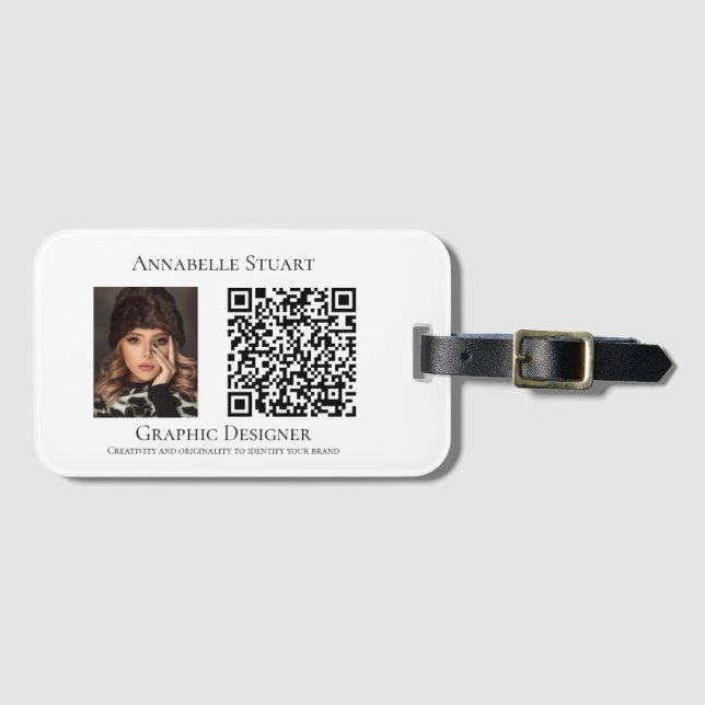 Étiquette À Bagage Code QR Photo Business Company (Devant Horizontal)