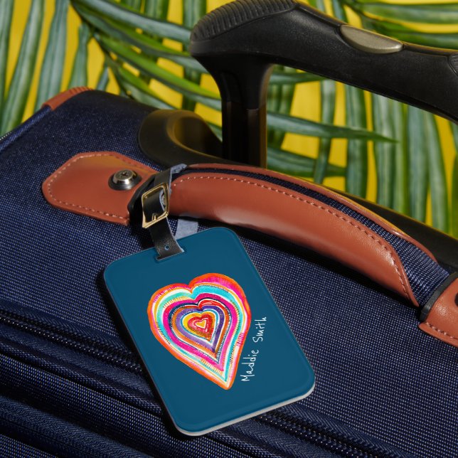 Étiquette À Bagage Coeur arc-en-ciel mou amour boho (Insitu Rectoal 1)