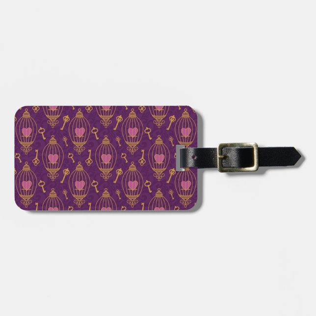 Étiquette À Bagage Coeur-clé-motif (Devant horizontal)