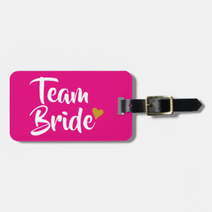 Étiquette À Bagage Coeur d'or de jeune mariée d'équipe