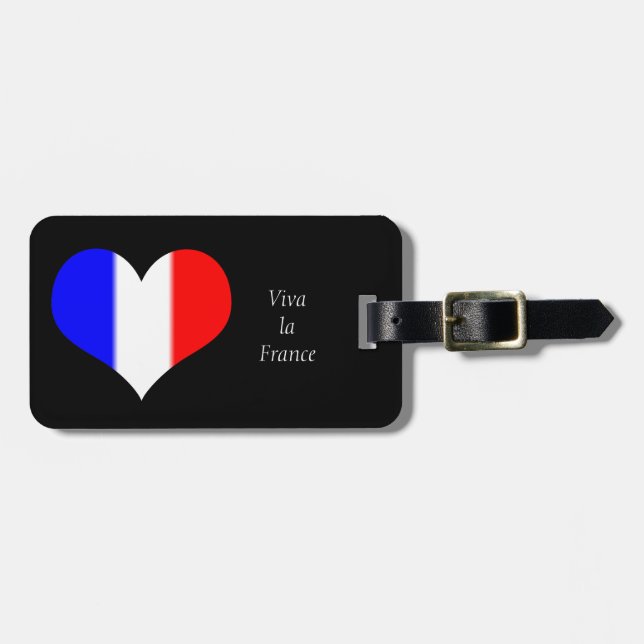Étiquette À Bagage Coeur du drapeau français (Devant horizontal)