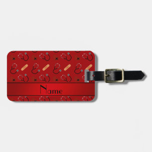 Étiquette À Bagage Coeur rouge nommé personnalisé de bandage de