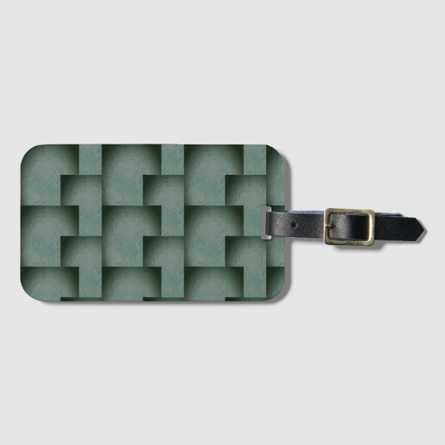 Étiquette À Bagage Coeurs de Nana (noir et gris) (Devant Horizontal)