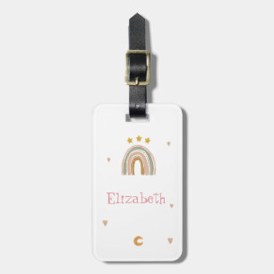 Étiquette À Bagage Coeurs des étoiles arc-en-ciel mignons