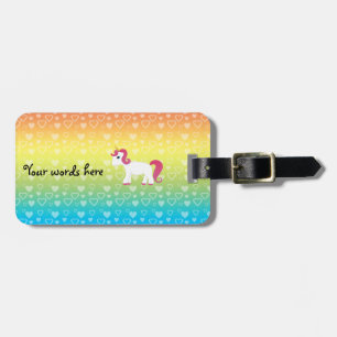 Étiquette À Bagage Coeurs mignons d'arc-en-ciel de licorne