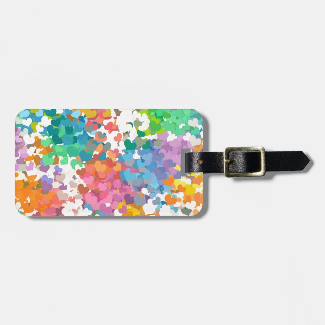 Étiquette À Bagage Coeurs Pastel Confetti (Devant horizontal)