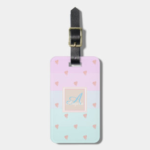 Étiquette À Bagage Cœurs, rayé ombre Monogramme-personnalisé