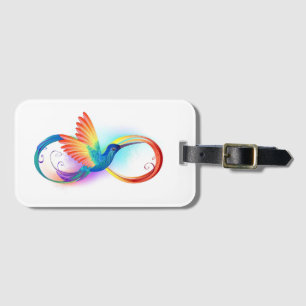 Étiquette À Bagage Colibri arc-en-ciel avec symbole Infinity