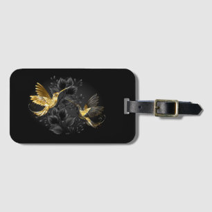Étiquette À Bagage Colibri noir et or