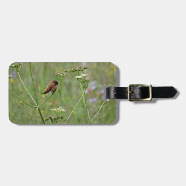 Étiquette À Bagage Colibri : Oiseau en fleurs (Devant horizontal)