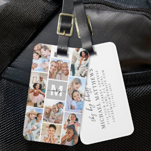 Étiquette À Bagage Collage de photos simple monogramme image