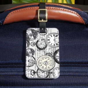 Étiquette À Bagage Collage Montre de Goût Victorien Alice au Pays des