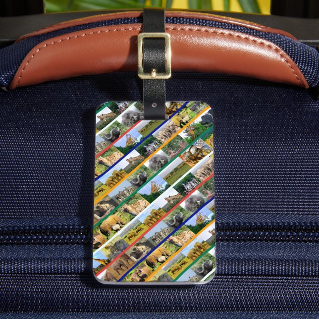 Étiquette À Bagage Collage multicolore de la faune africaine (Insitu Rectoal 2)