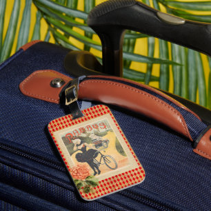 Étiquette À Bagage Collage vintage Phebus Woman & Cycle