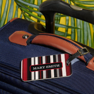 Étiquette À Bagage Collection Abstraite Red Black Lines tendance