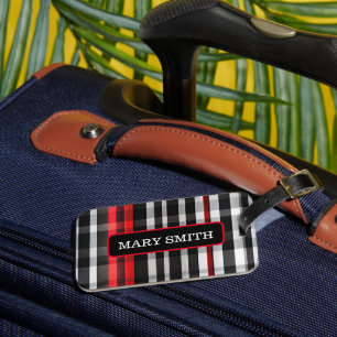 Étiquette À Bagage Collection Abstraite Red Black Plaid