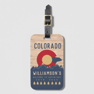 Étiquette À Bagage Colorado Mountains Vintage Co Drapeau Bois