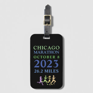 Étiquette À Bagage Colorful Chicago Marathon 2023 Custom Text Bagage