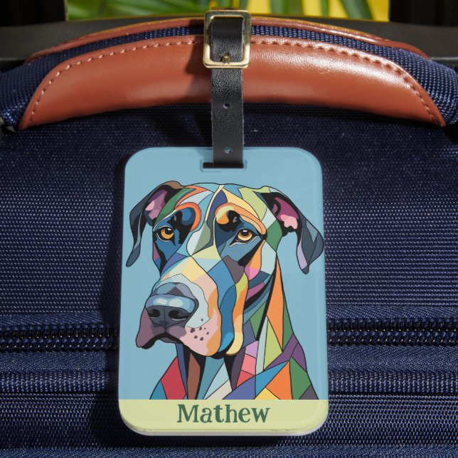 Étiquette À Bagage Colorful Cubist Great Dane  (Insitu Rectoal 2)