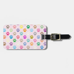Étiquette À Bagage Colorful puppy paw prints