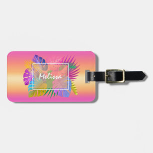 Étiquette À Bagage Colorful Tropical Feuilles Sunset ID575
