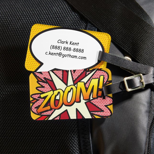 Étiquette À Bagage Comic Book Pop Art ZOOM! personnalisé (Comic Book Pop Art ZOOM Personalized Luggage Tag)