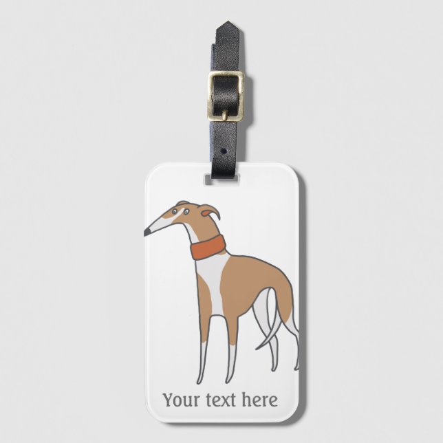 Étiquette À Bagage Comic Whippet Chien personnalisable (Devant Vertical)