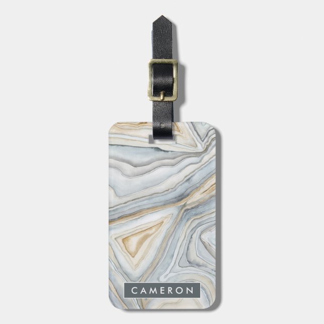 Étiquette À Bagage Conception abstraite en marbre gris (Devant Vertical)