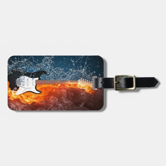 Étiquette À Bagage Conception de guitare d'eau froide et du feu (Devant horizontal)
