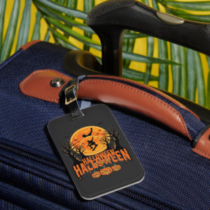 Étiquette À Bagage Conception de Lune de Skateboard Halloween Hallowe
