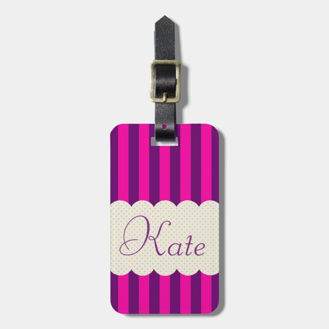 Étiquette À Bagage Conception pourpre personnalisée de pois de (Devant Vertical)