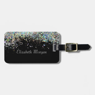 Étiquette À Bagage Confetti coloré tendance Noir