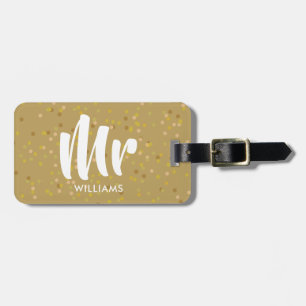 Étiquette À Bagage Confetti personnalisé de poussière d'or M.
