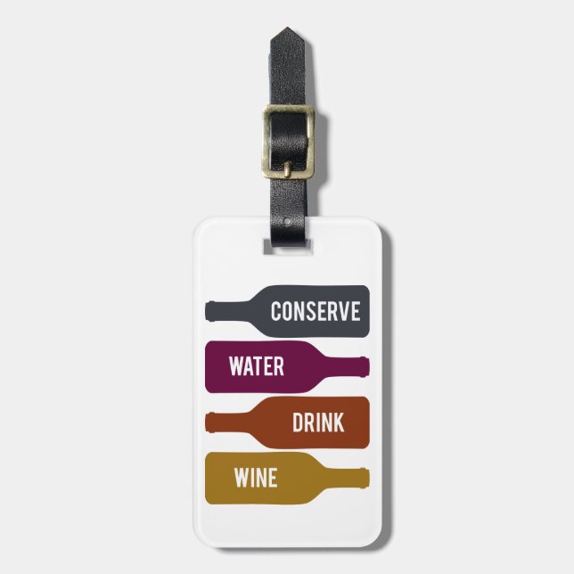 Étiquette À Bagage Conserver l'eau Boire du vin (Devant Vertical)