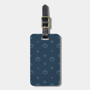 Étiquette À Bagage Cookie Monster et Cookies Blue Navy Motif