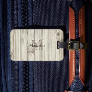 Étiquette À Bagage Cool brun brun bambou imprimé Monogramme
